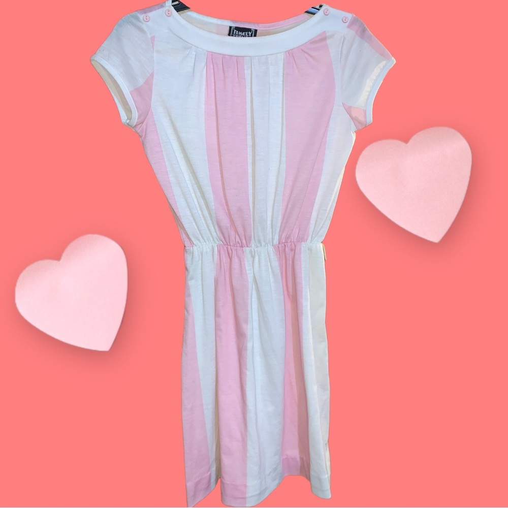 1980s Pastel Pink and White striped shift dress